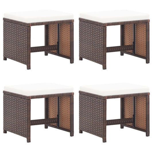 Sgabelli da Giardino 4 pz con Cuscini in Polyrattan Marrone - homemem39