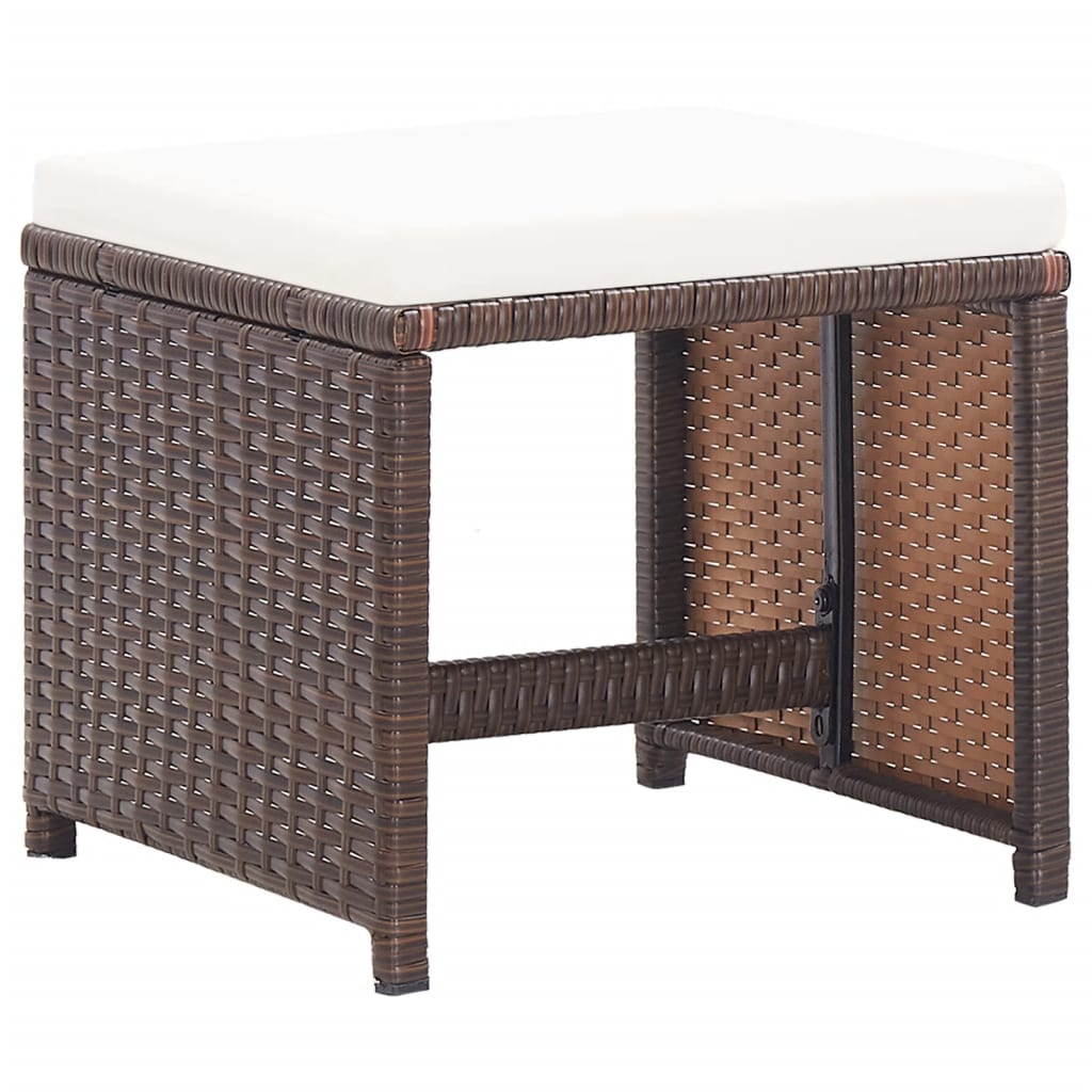 Sgabelli da Giardino 4 pz con Cuscini in Polyrattan Marrone - homemem39