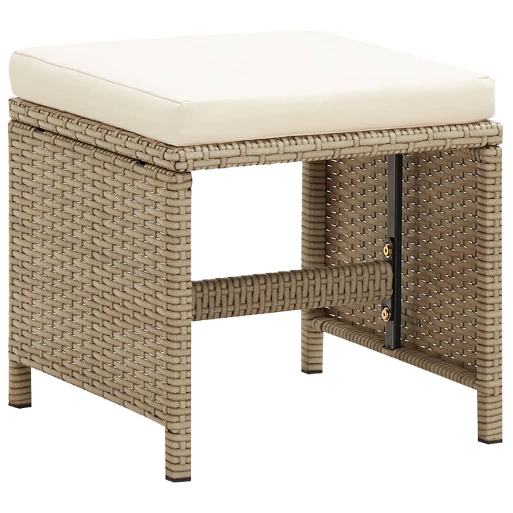 Sgabelli da Giardino 4 pz con Cuscini in Polyrattan Beige - homemem39