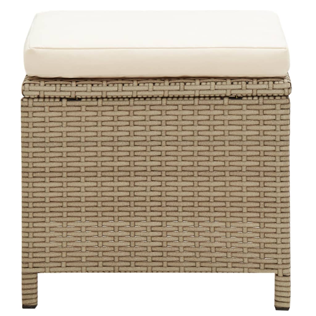 Sgabelli da Giardino 4 pz con Cuscini in Polyrattan Beige - homemem39