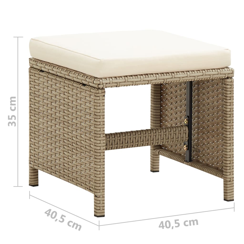 Sgabelli da Giardino 4 pz con Cuscini in Polyrattan Beige - homemem39