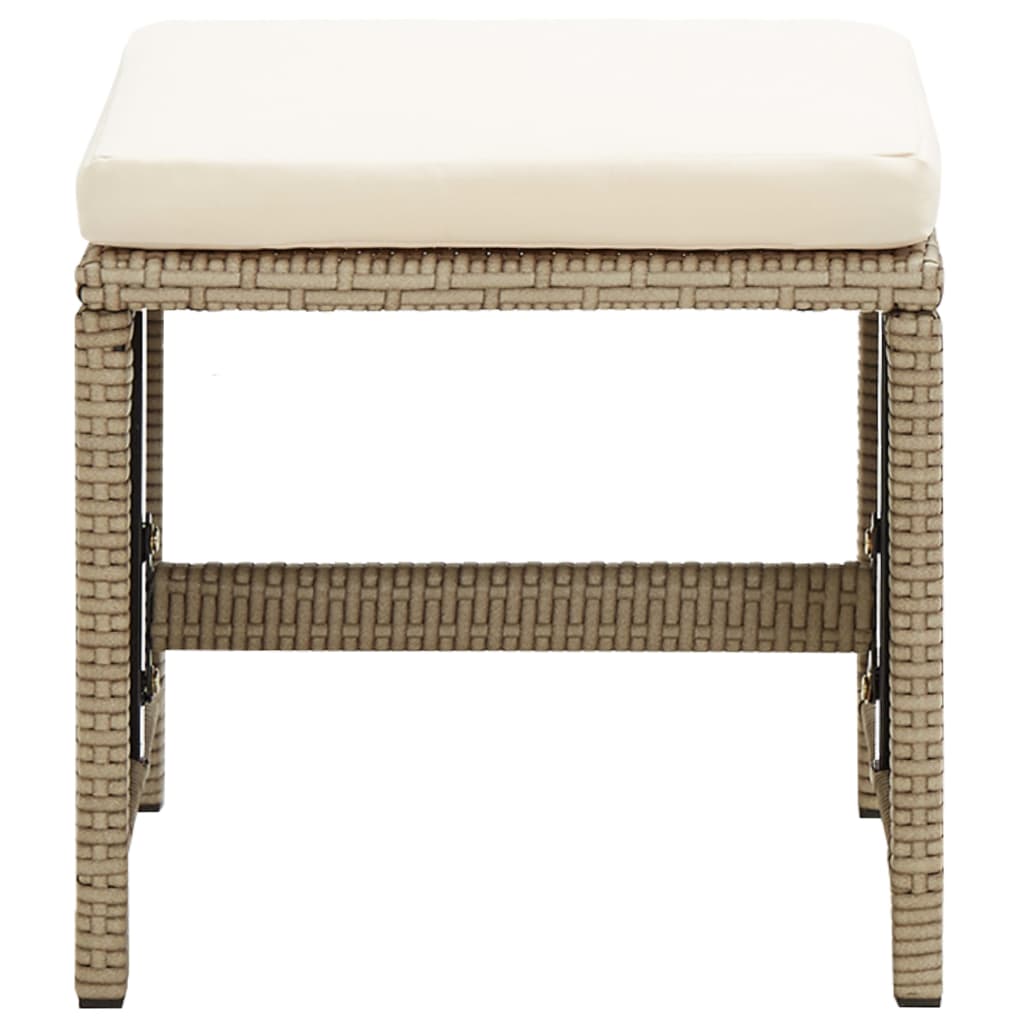 Sedie da Giardino con Sgabelli 2 pz in Polyrattan Beige - homemem39