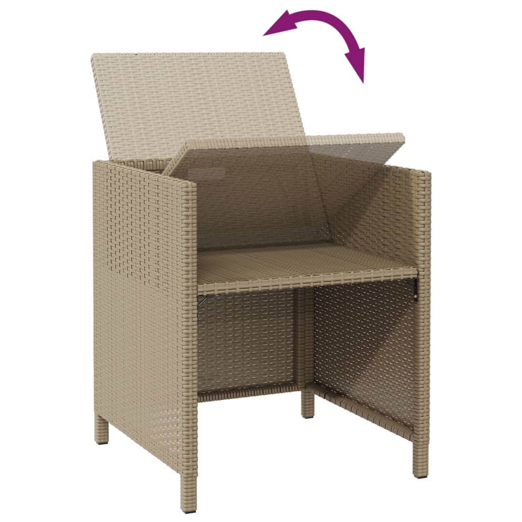 Sedie da Giardino con Sgabelli 2 pz in Polyrattan Beige - homemem39