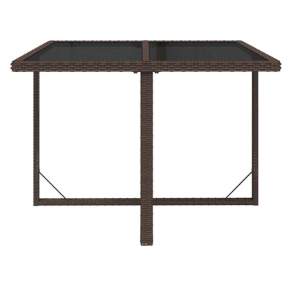 Tavolo da Giardino Marrone 109x107x74 cm in Polyrattan e Vetro - homemem39