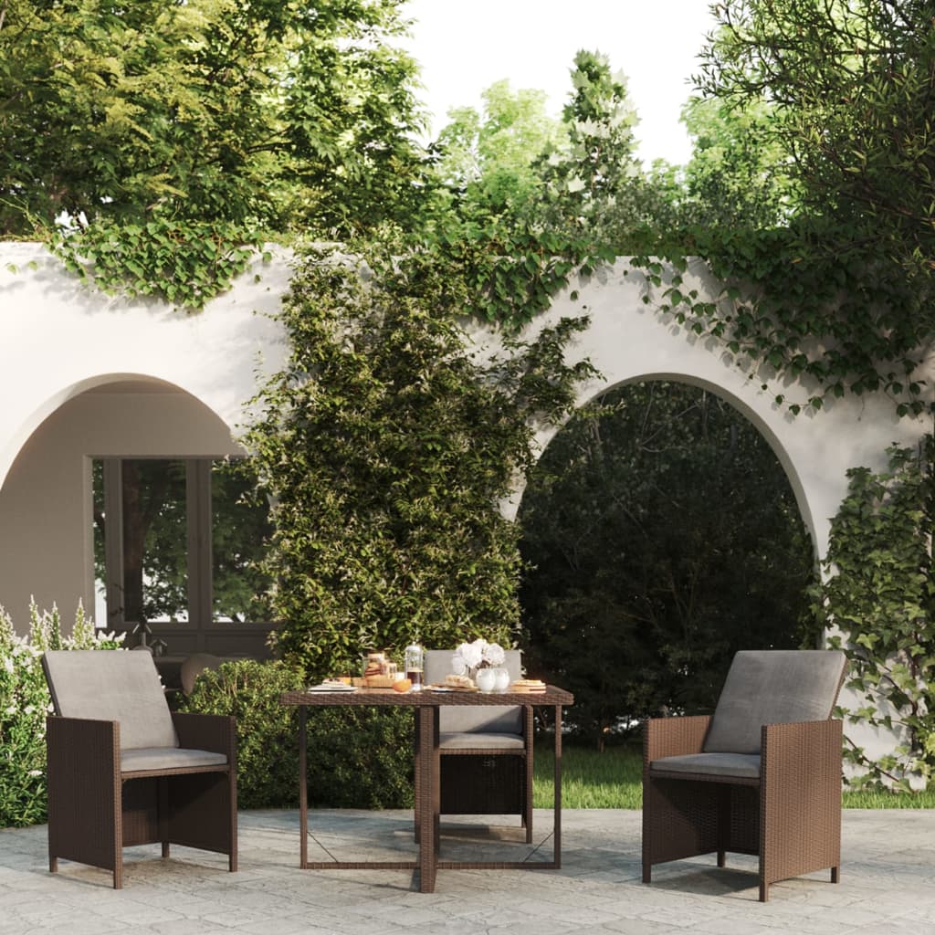 Tavolo da Giardino Marrone 109x107x74 cm in Polyrattan e Vetro - homemem39