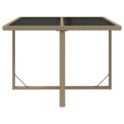 Tavolo da Giardino Beige 109x107x74 cm in Polyrattan e Vetro - homemem39