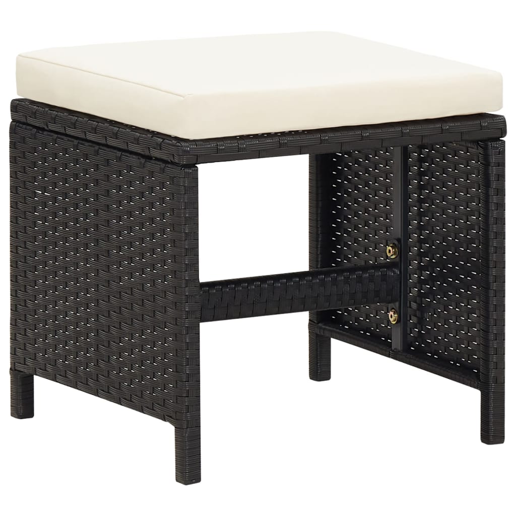 Sgabelli da Giardino 4 pz con Cuscini in Polyrattan Nero - homemem39