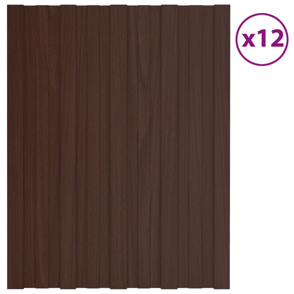 Pannelli da Tetto 12 pz in Acciaio Zincato Marrone 60x45 cm - homemem39