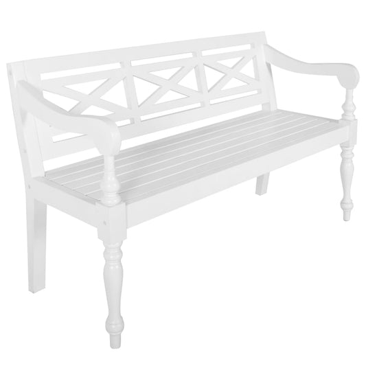 Panca Batavia 123 cm in Legno Massello di Mogano Bianco - homemem39