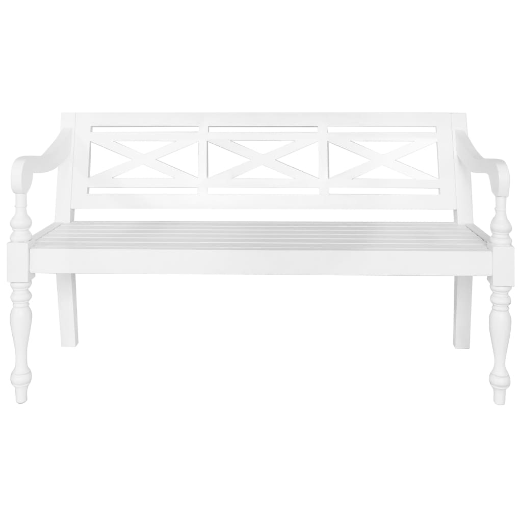 Panca Batavia 123 cm in Legno Massello di Mogano Bianco - homemem39