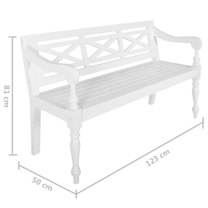 Panca Batavia 123 cm in Legno Massello di Mogano Bianco - homemem39