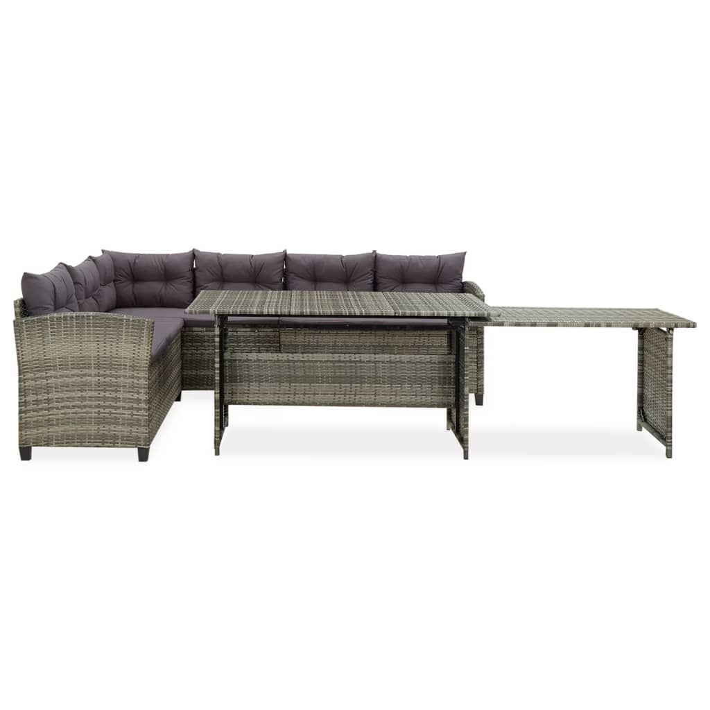 Set Divani da Giardino 2 pz con Cuscini in Polyrattan Grigio - homemem39