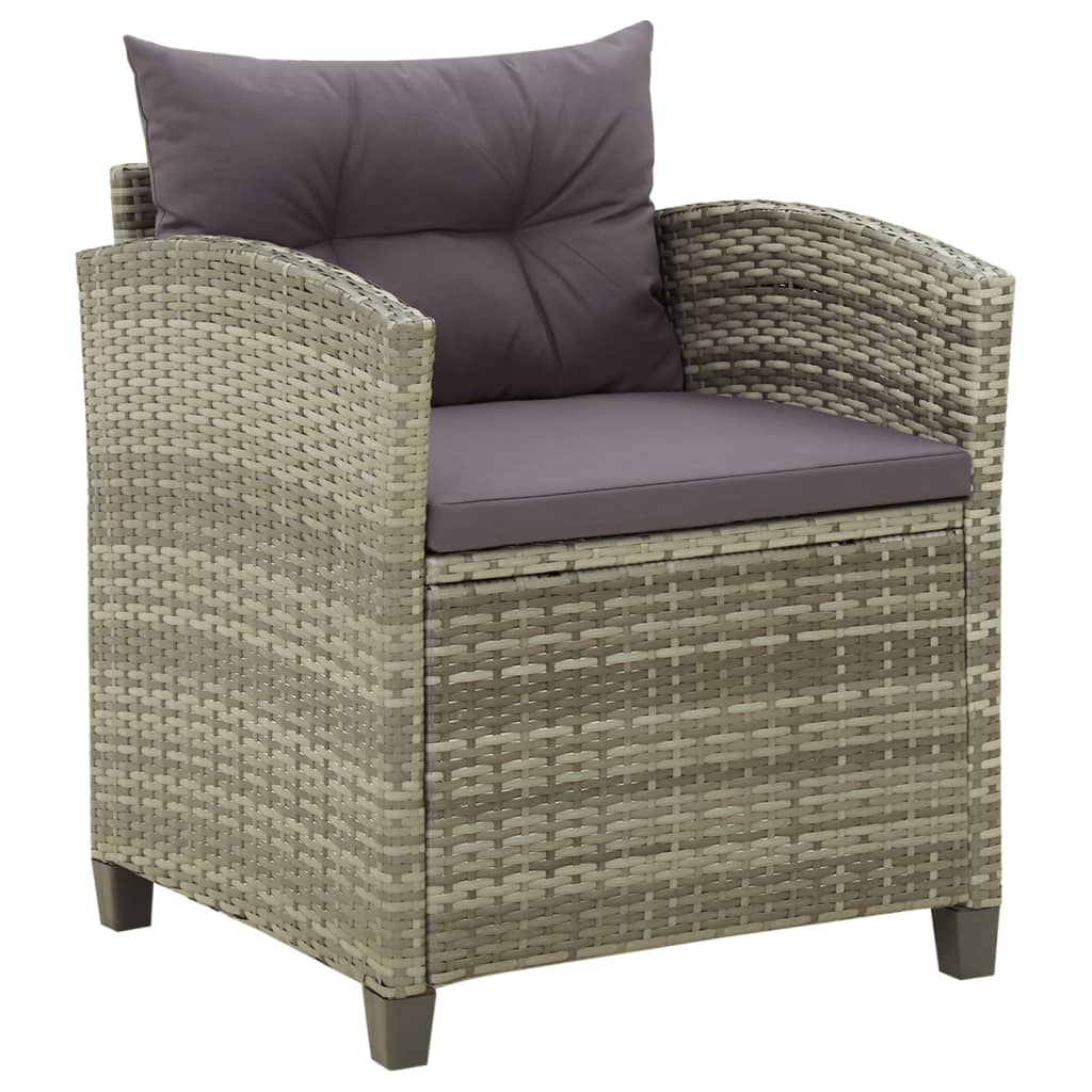 Sedia da Giardino con Cuscini in Polyrattan Grigio - homemem39