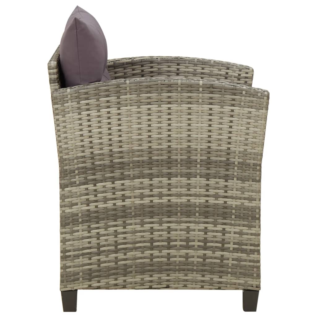 Sedia da Giardino con Cuscini in Polyrattan Grigio - homemem39