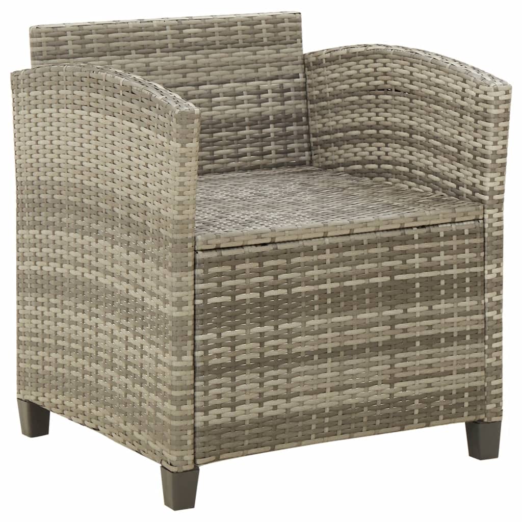 Sedia da Giardino con Cuscini in Polyrattan Grigio - homemem39