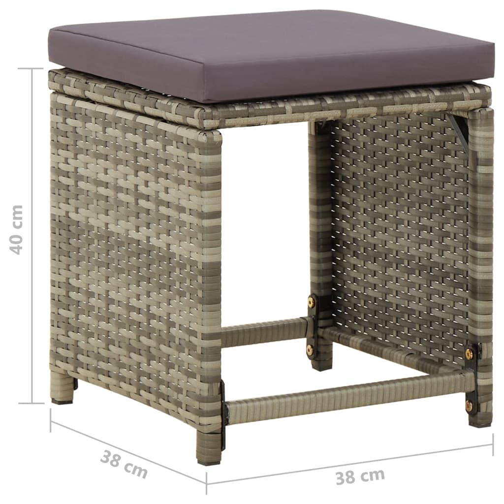 Sgabelli da Giardino 4 pz con Cuscini in Polyrattan Grigi - homemem39