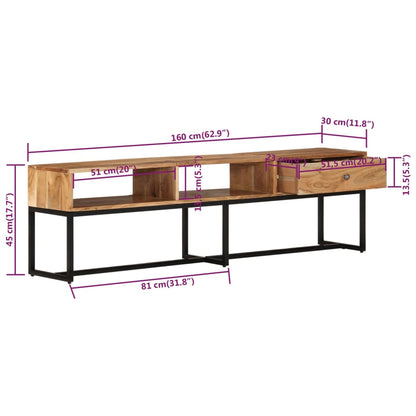 Mobile Porta TV 160x30x45 cm in Legno Massello di Acacia - homemem39