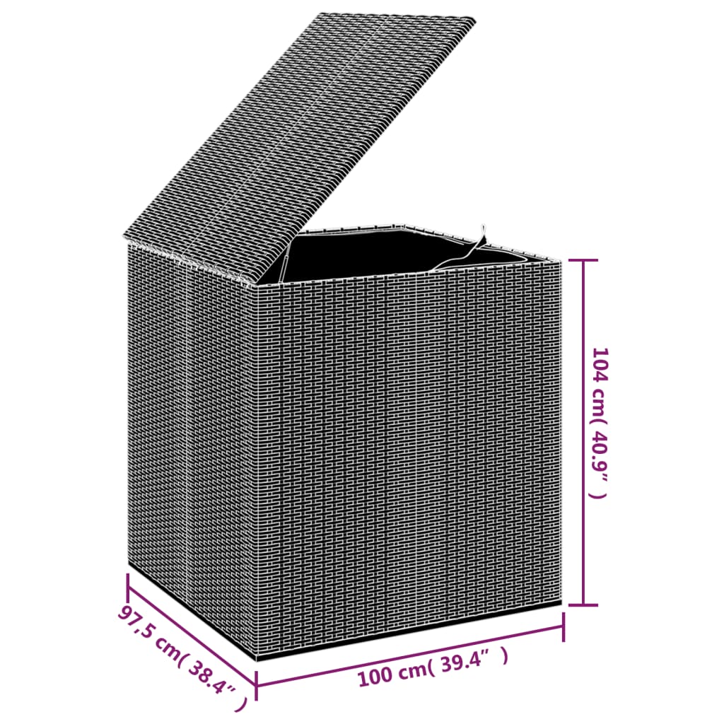 Contenitore da Giardino in Rattan PE 100x97,5x104 cm Nero - homemem39