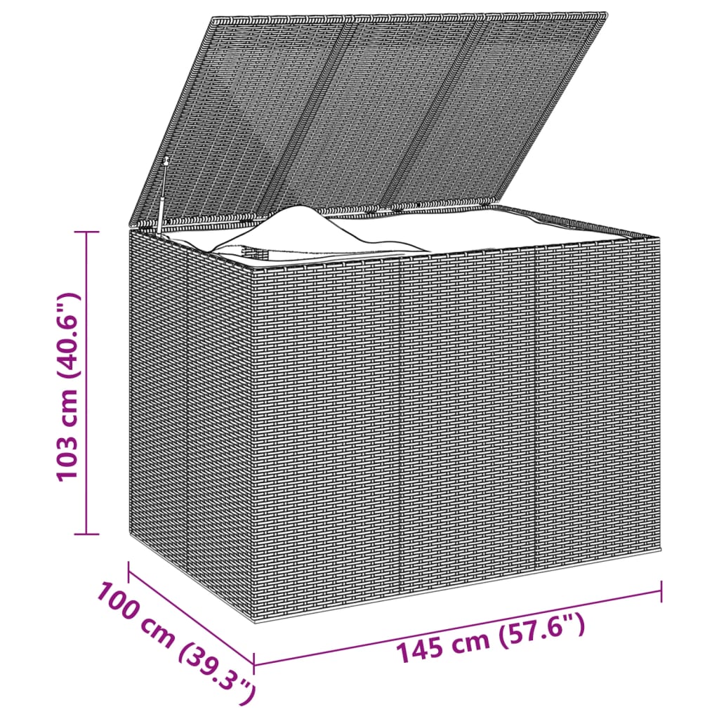 Contenitore da Giardino in Rattan PE 145x100x103 cm Marrone - homemem39