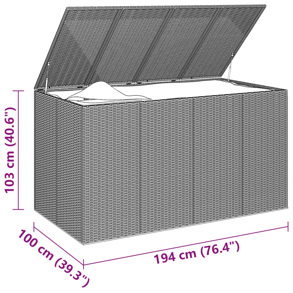 Contenitore da Giardino in Rattan PE 194x100x103 cm Marrone - homemem39