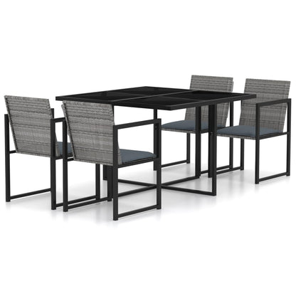 Set da Pranzo da Esterno 5 pz con Cuscini in Polyrattan Grigio - homemem39