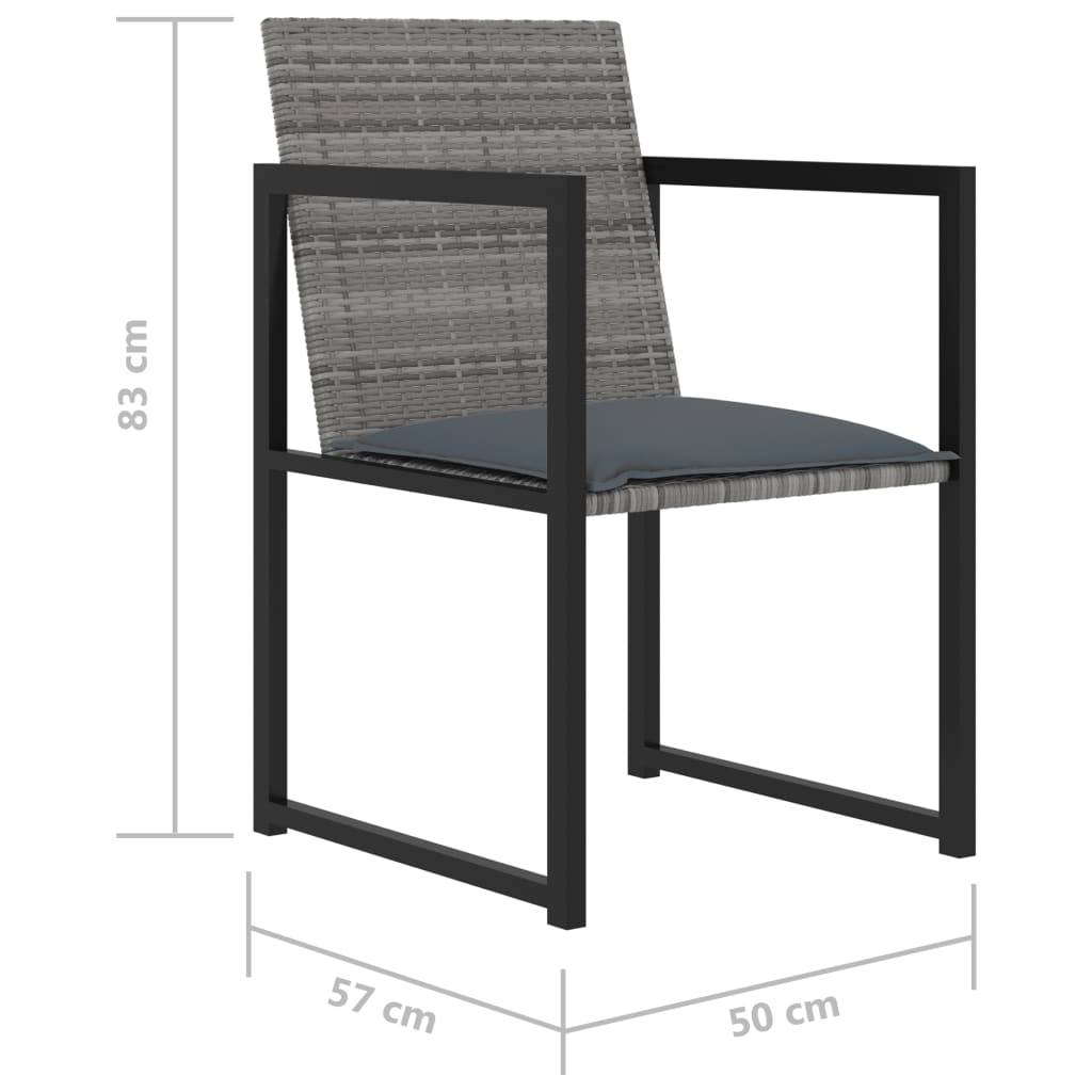 Set da Pranzo per Esterni 7 pz con Cuscini in Polyrattan Grigio - homemem39