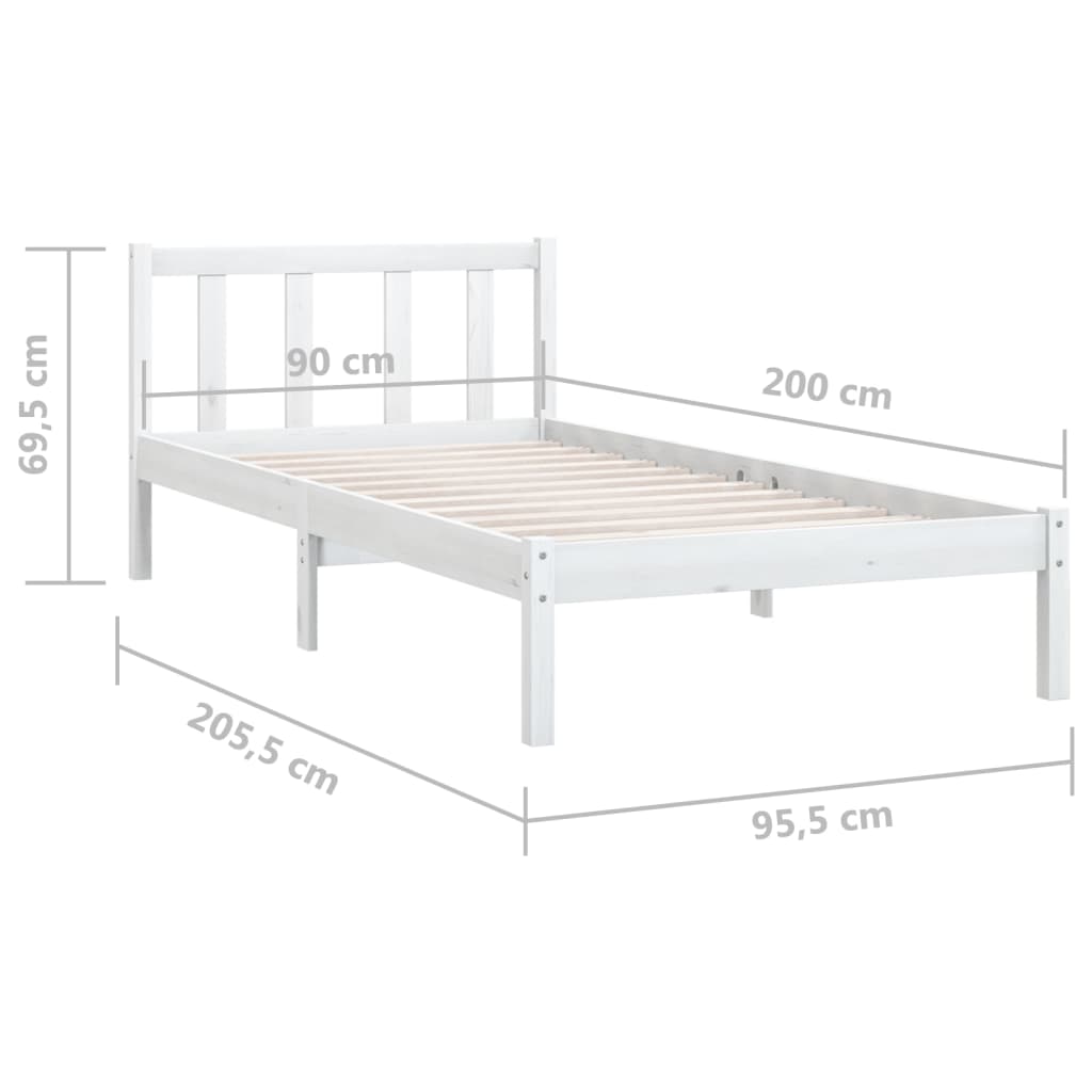 Giroletto Bianco in Legno Massello di Pino 90x200 cm - homemem39