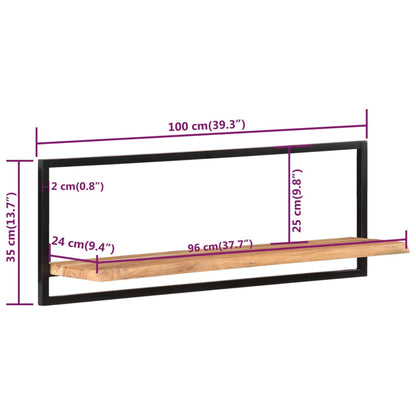 Mensole Parete 2pz 100x24x35 cm Legno Massello Acacia e Acciaio - homemem39