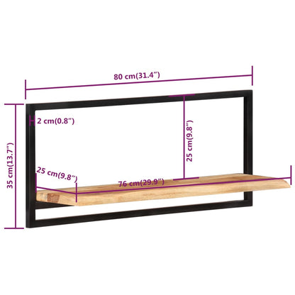 Mensole Parete 2pz 80x25x35 cm Legno Massello Acacia e Acciaio - homemem39