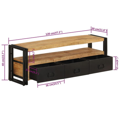 Mobile Porta TV 120x30x40 cm in Legno Massello di Mango - homemem39