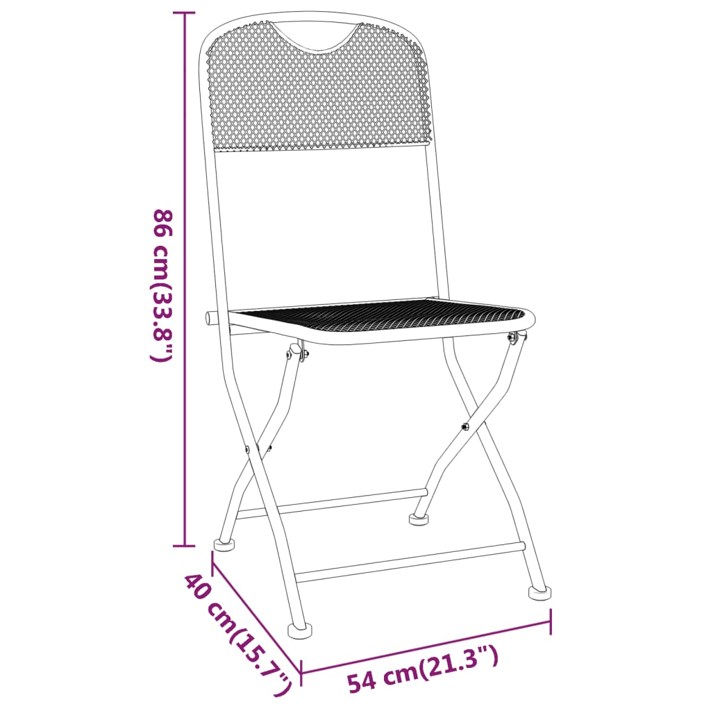 Sedie Giardino Pieghevoli 4 pz Rete Metallica Espansa Antracite - homemem39