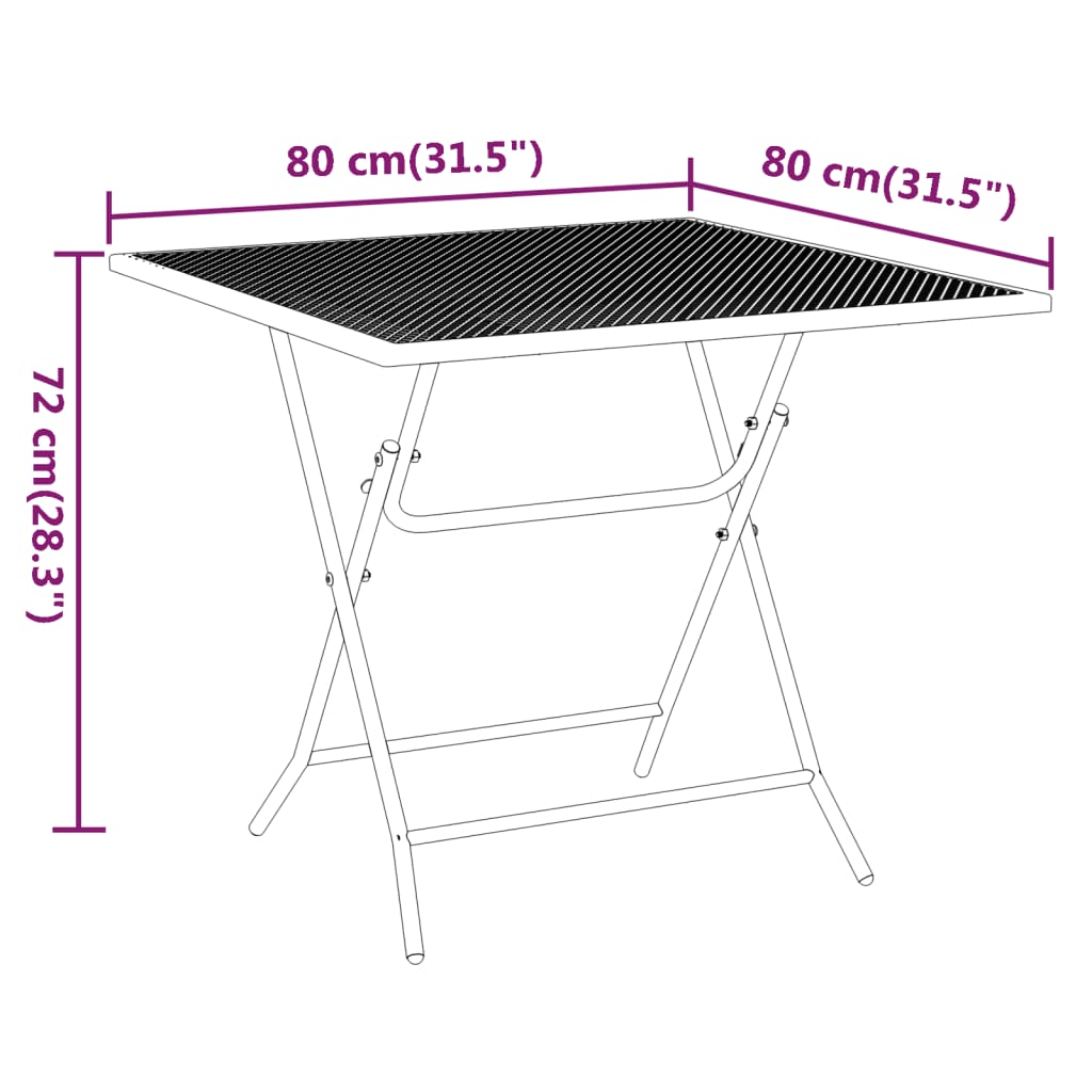 Tavolo da Giardino 80x80x72 cm Rete Metallica Espansa Antracite - homemem39