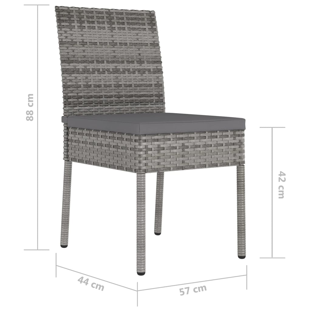 Sedie da Pranzo per Giardino 4 pz in Polyrattan Grigio - homemem39