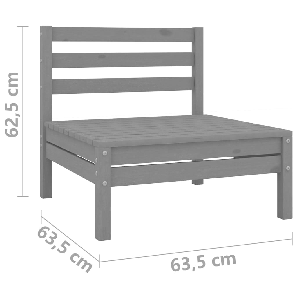 Divano da Giardino a 2 Posti Grigio in Legno Massello di Pino - homemem39