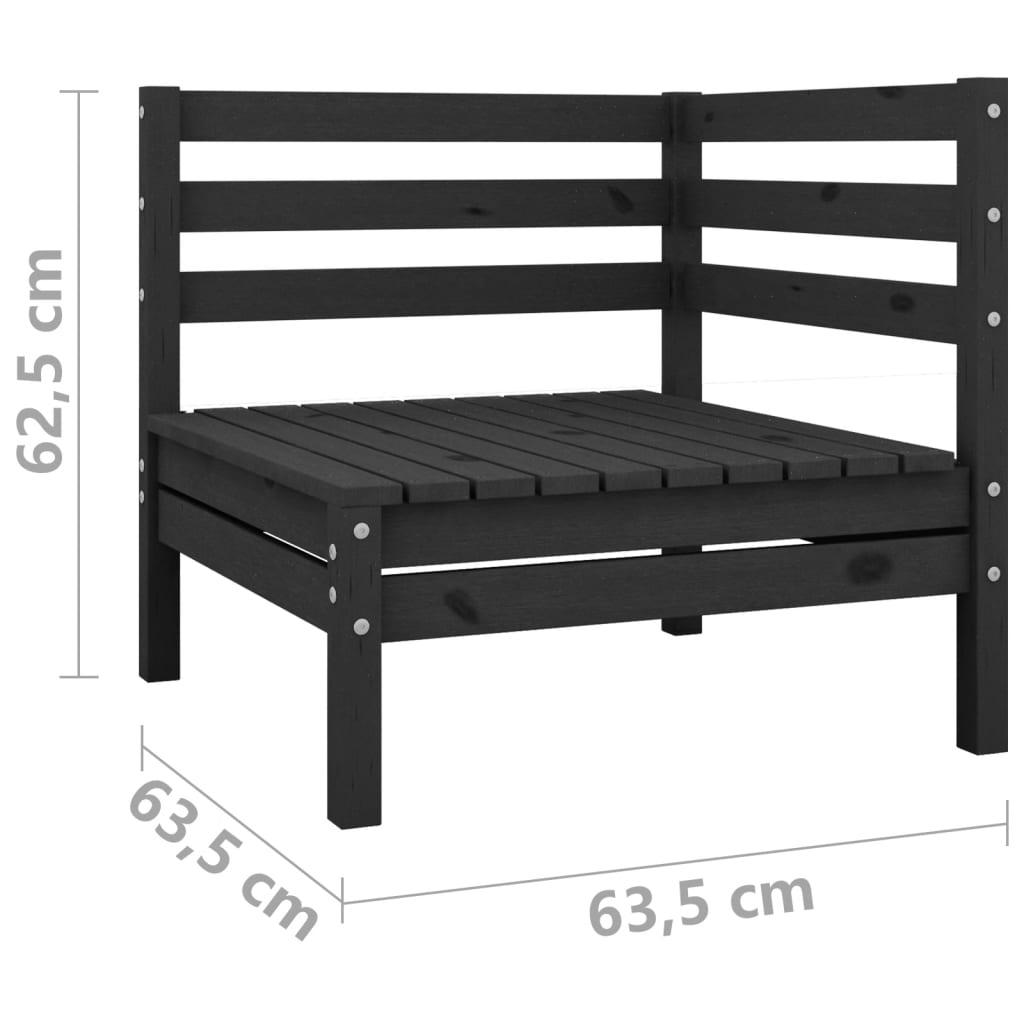 Divano da Giardino a 2 Posti Nero in Legno Massello di Pino - homemem39