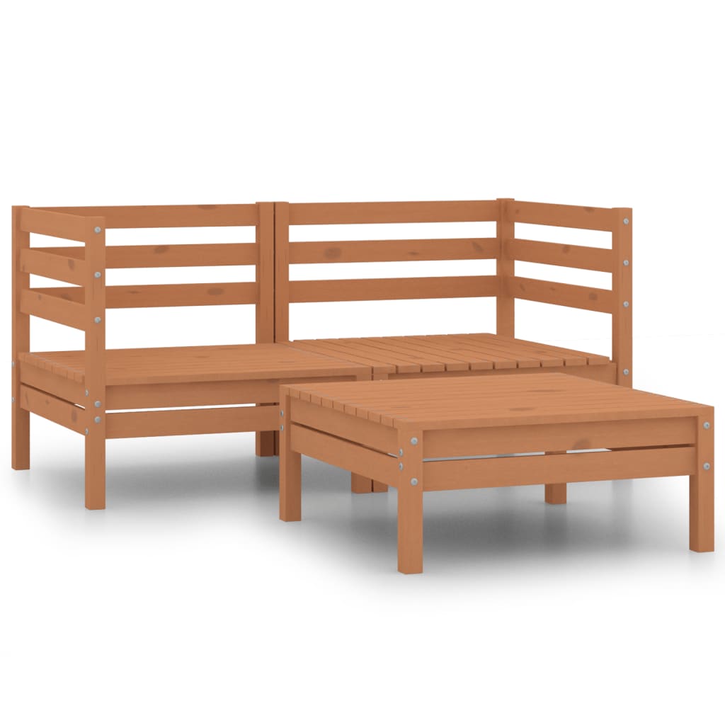 Set Divani da Giardino 3 pz Miele in Legno Massello di Pino - homemem39