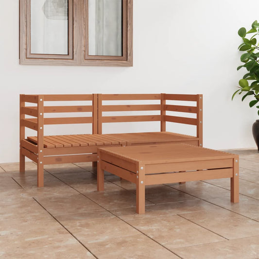 Set Divani da Giardino 3 pz Miele in Legno Massello di Pino - homemem39