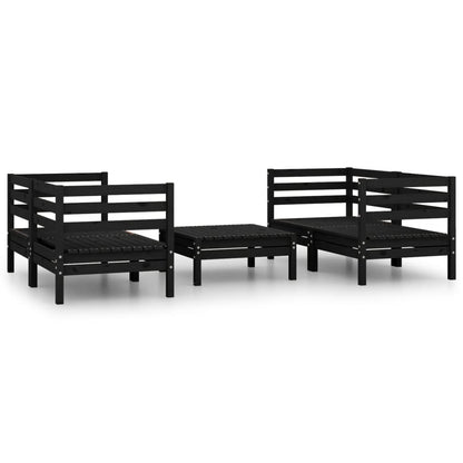 Set Divani da Giardino 5 pz Nero in Legno Massello di Pino - homemem39