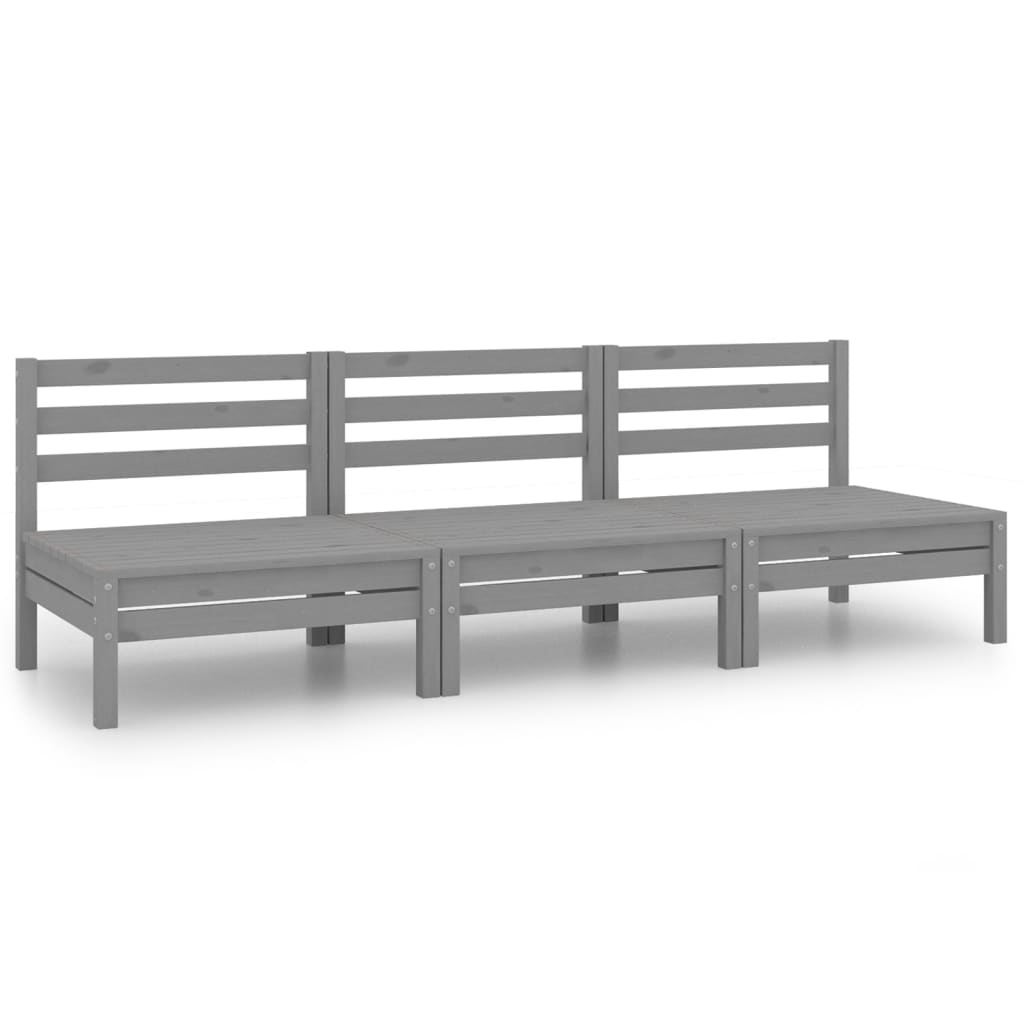 Set Divani da Giardino 3 pz Grigio in Legno Massello di Pino - homemem39