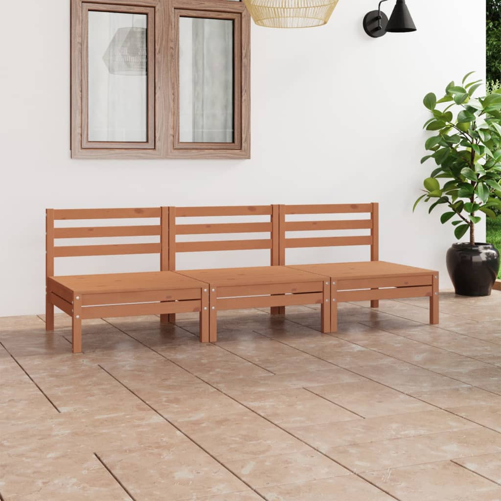 Set Divani da Giardino 3 pz Miele in Legno Massello di Pino - homemem39