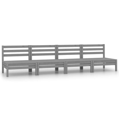 Set Divani da Giardino 4 pz Grigio in Legno Massello di Pino - homemem39