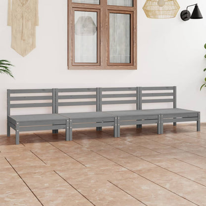 Set Divani da Giardino 4 pz Grigio in Legno Massello di Pino - homemem39