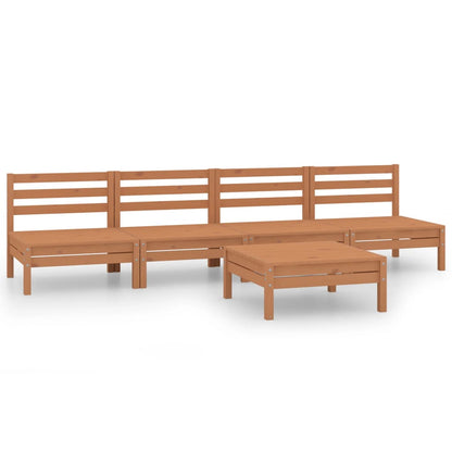 Set Divani da Giardino 5 pz Miele in Legno Massello di Pino - homemem39