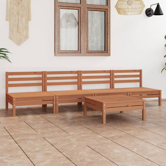 Set Divani da Giardino 5 pz Miele in Legno Massello di Pino - homemem39