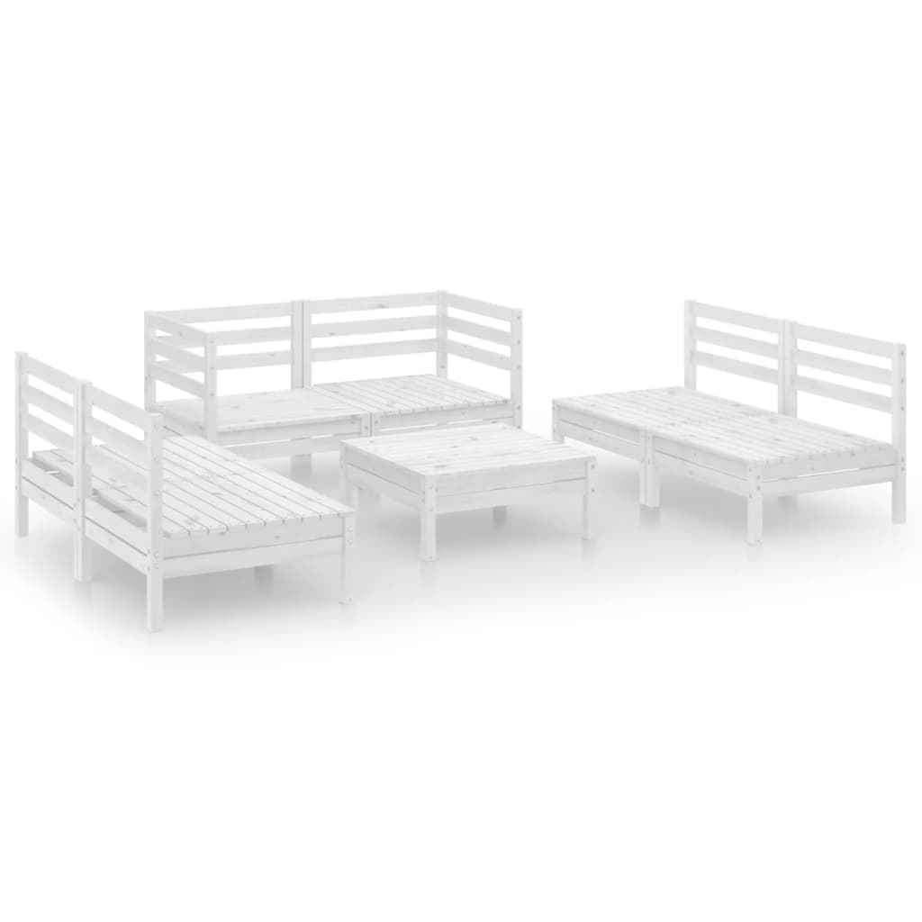 Set Divani da Giardino 7 pz Bianco in Legno Massello di Pino - homemem39