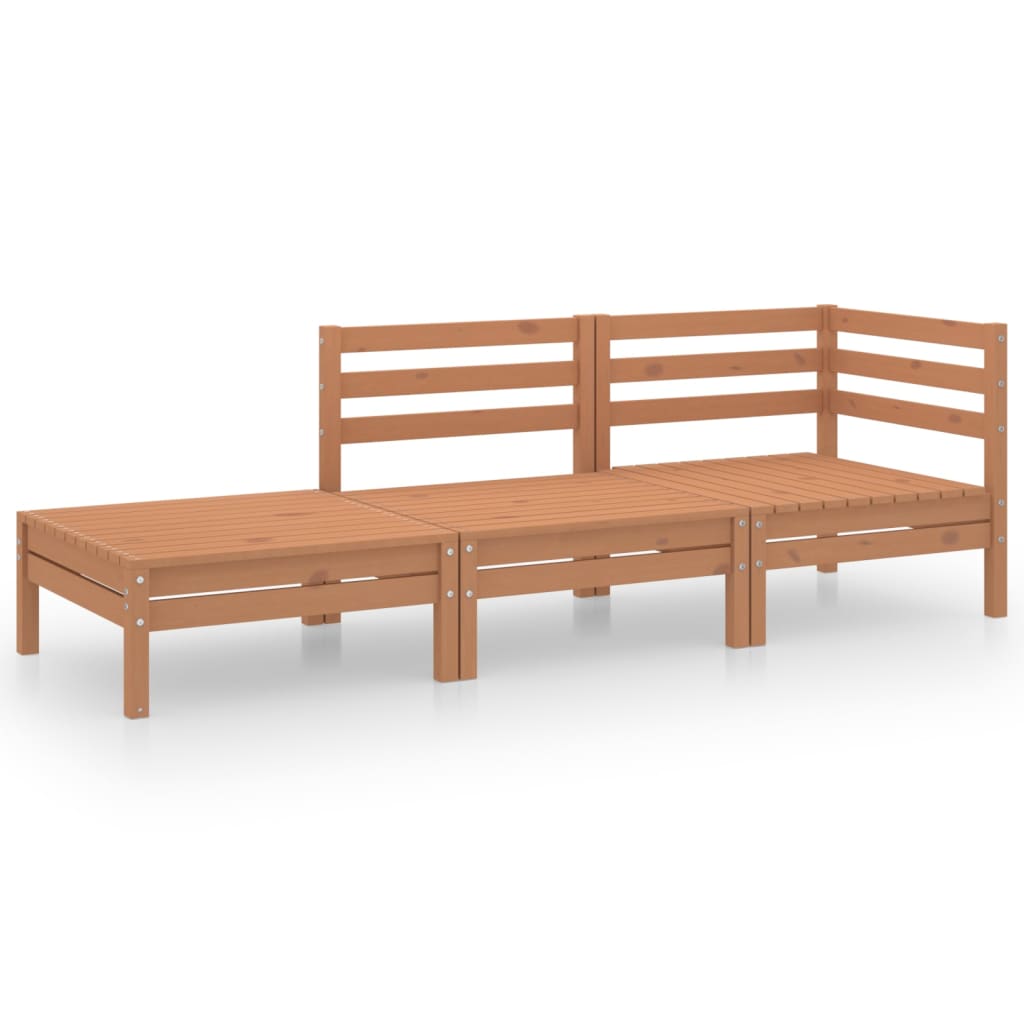 Set Divani da Giardino 3 pz Miele in Legno Massello di Pino - homemem39