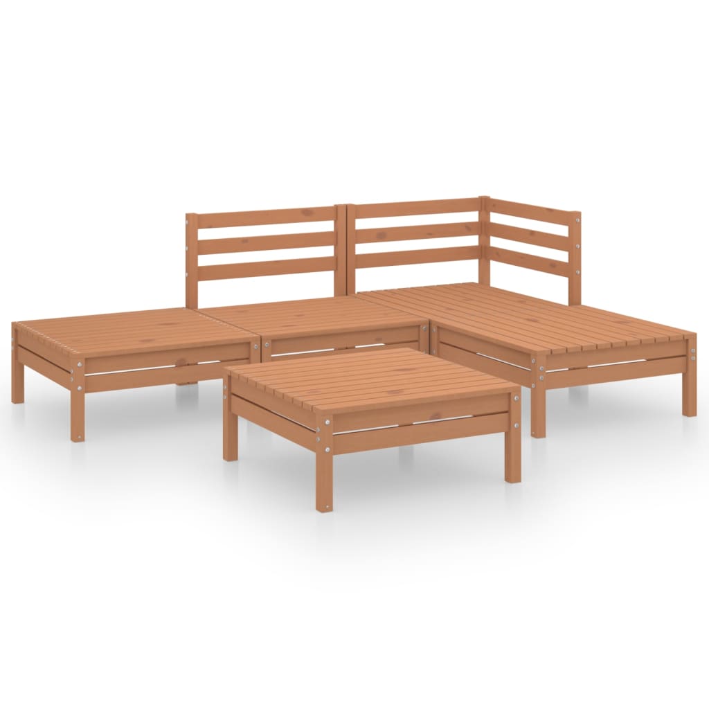 Set Salotto da Giardino 5 pz in Legno Massello di Pino Miele - homemem39