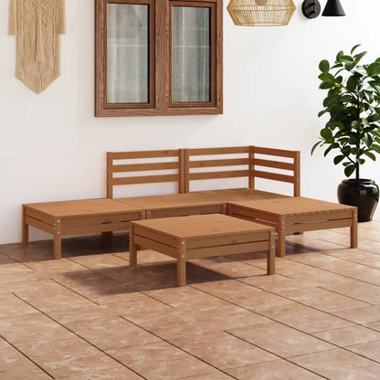 Set Salotto da Giardino 5 pz in Legno Massello di Pino Miele - homemem39