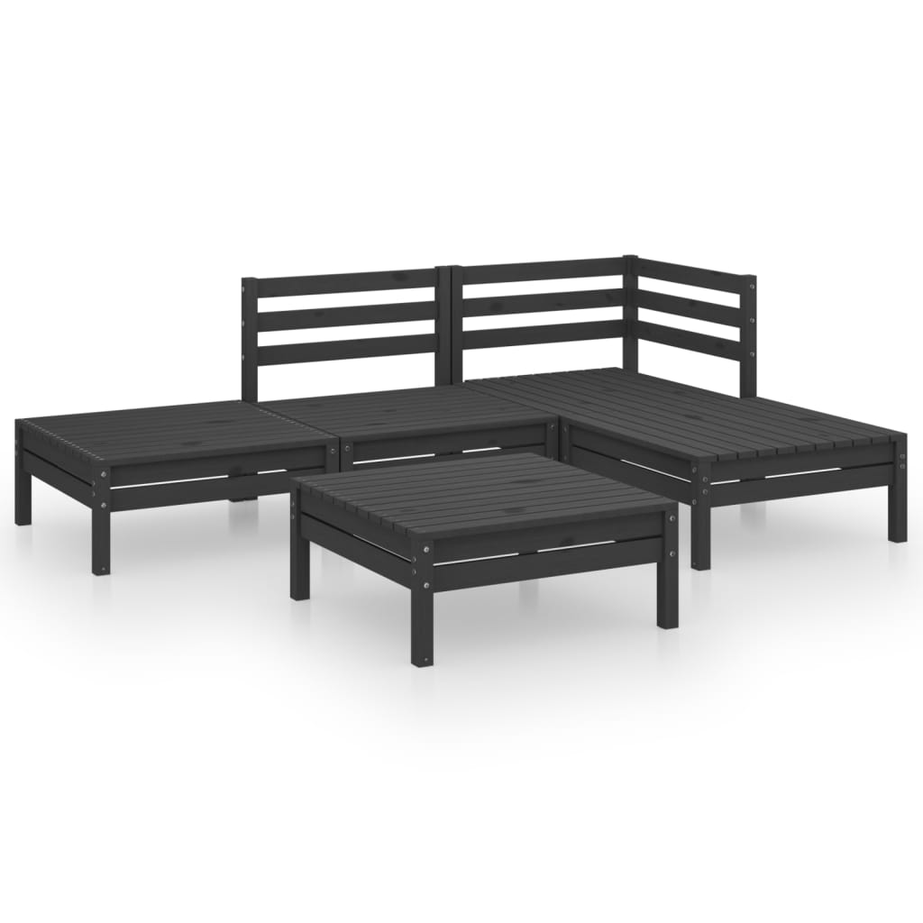 Set Divani da Giardino 5 pz in Legno Massello di Pino Nero - homemem39