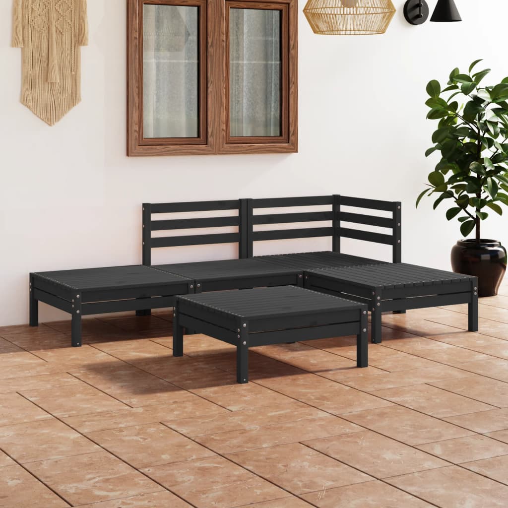 Set Divani da Giardino 5 pz in Legno Massello di Pino Nero - homemem39